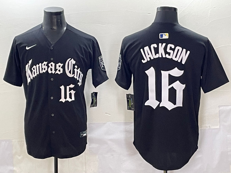 Men's Kansas City Royals Bo Jackson #16 Black Jersey